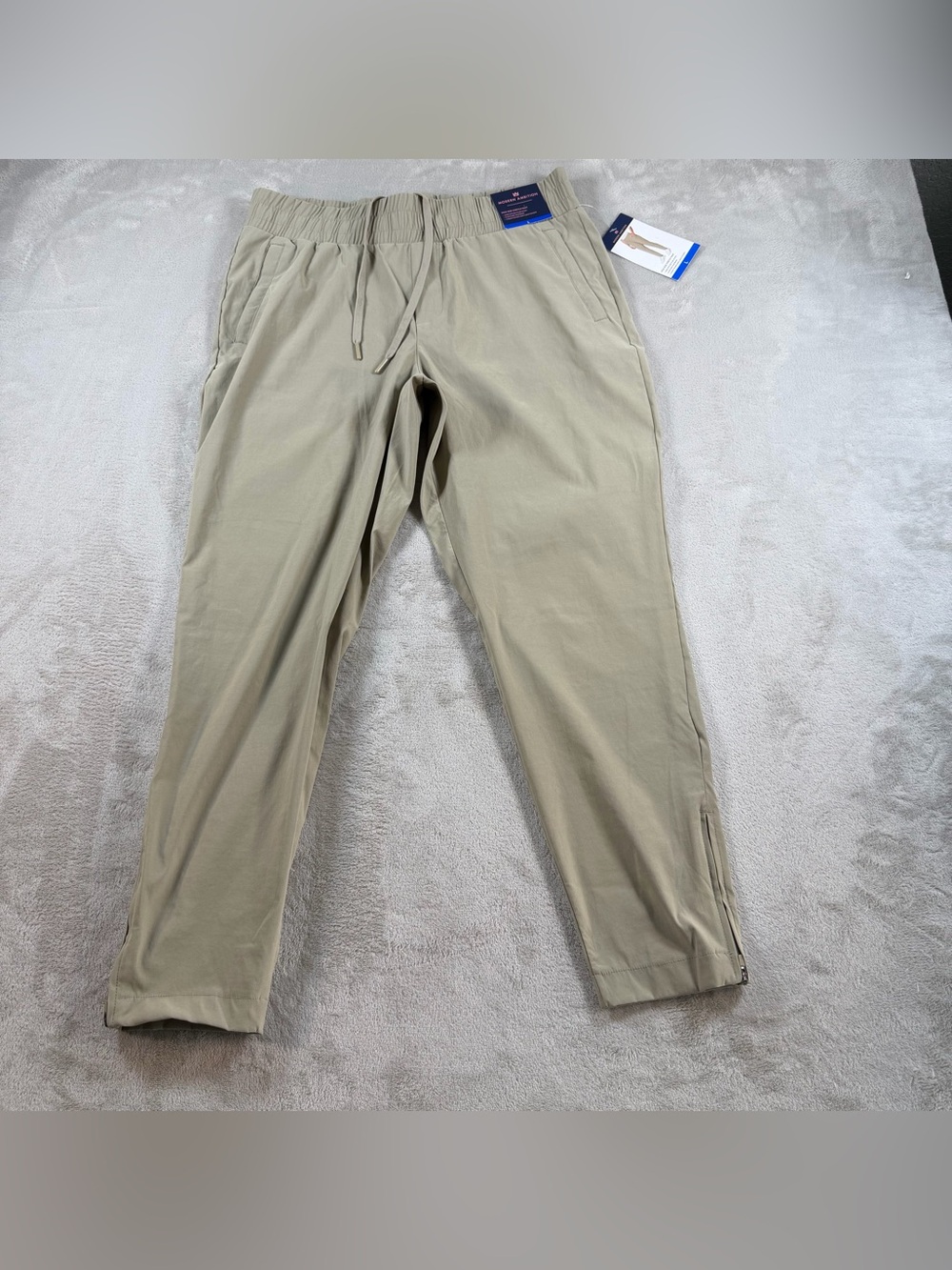 Modern Ambition Womens High-Rise Stretch Pant Large Beige 28 Inseam Nylon Ankle